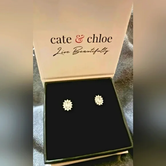 Cate and Chloe Sage 18k White Gold Plated Stud Earrings - Picture 4 of 6